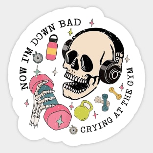 Down Bad Crying at the Gym Sticker